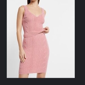 Express Women’s Large Pink Cable Knit Sweater Mini Skirt